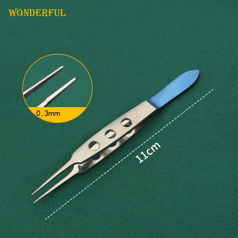 Ophthalmic Tweezers Stainless Steel Flat Handle Micro Fat Tweezers Dovetail Toothed Platform Double Eyelid Suture Instrument