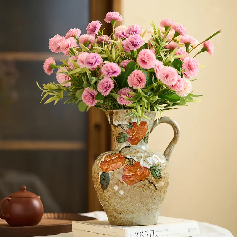 Persimmon Ruyi Ceramic Vase Living Room TV Cabinet Decoration Hand-painted Hydroponic Flower Vase