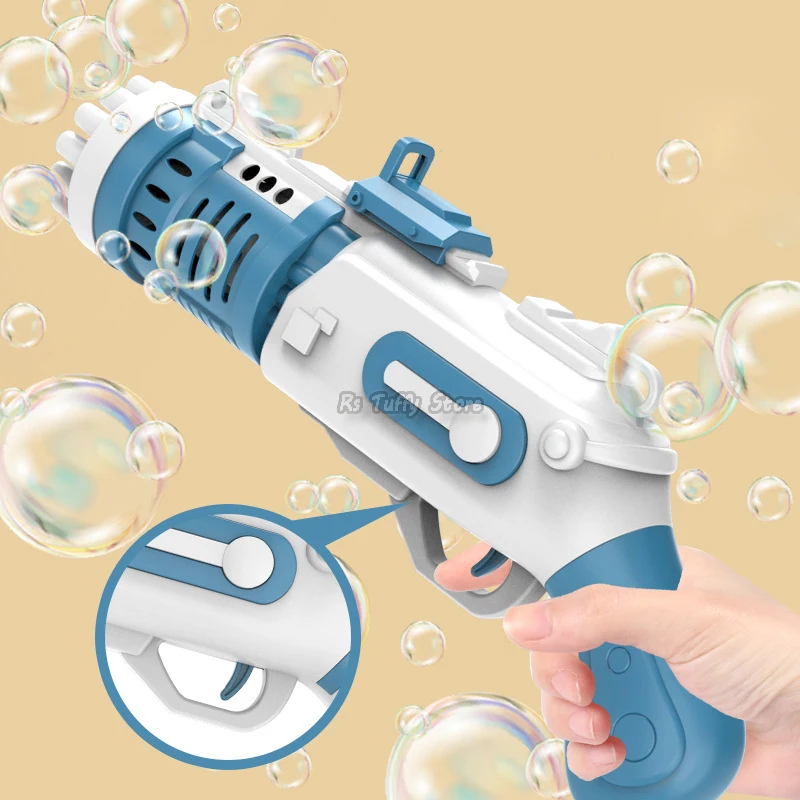 Bubble Gun 23 Holes Elektrische Gatling Zeep Kleurrijke Bubbels Machine Automatische Blower Kinderen Kinderen Speelgoed Badkamer Outdoor Game Cadeau