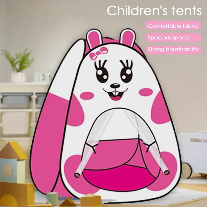 Cartoon Animal Pointy Tent Cute Pattern Tent Portable Folding Pop Up Mosquito Net Camping Play House Indoor Outdoor Toy Gift