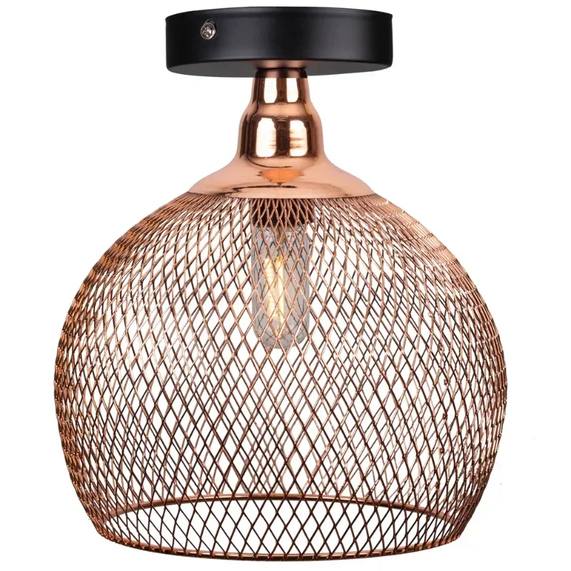 

Nordic Restaurant Bar Chandelier Vintage Rose Gold Bird Cage Creative Living Room Bedroom Hanging Light Aisle E27 Ceiling Light