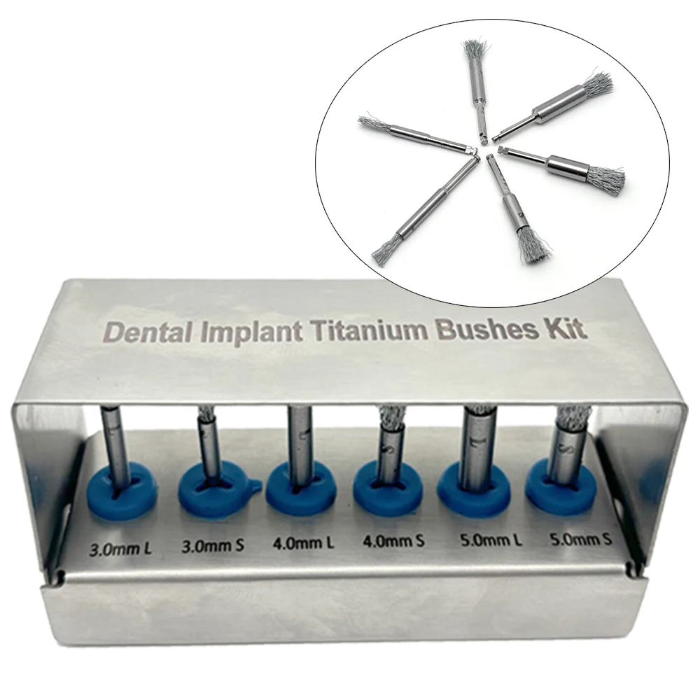 6Pcs Dental Titanium Brushes for Dental Implant Maintenance Cleaning Instruments Oral Denture Care Brushes