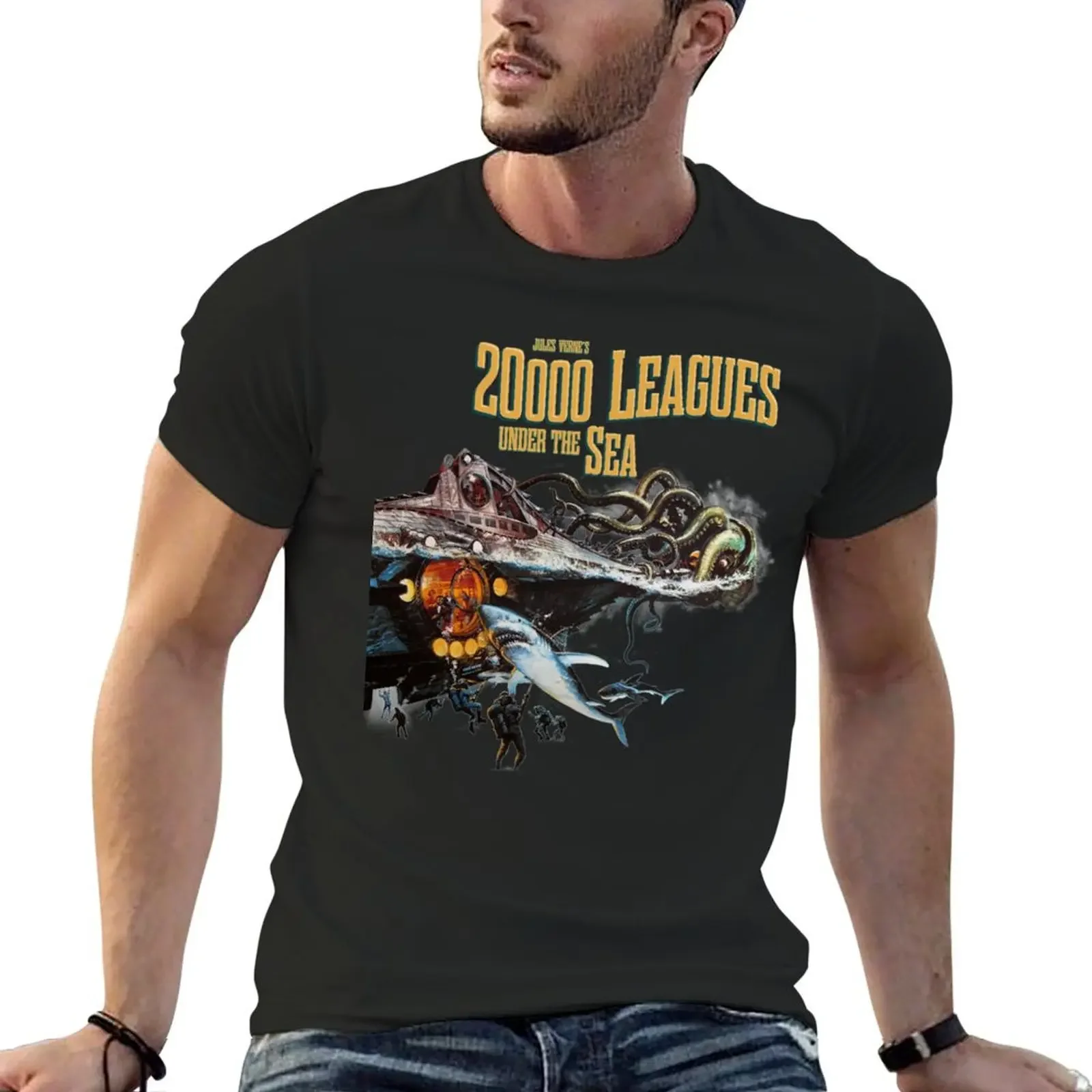 20,000 leagues under sea Jules Verne Classic T-Shirt animal prinfor boys heavyweights street wear new edition clothes for men