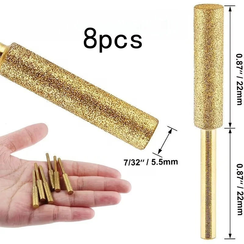8pcs 5.5mm Gold Grinders, Stable for Long-Time Logging Work