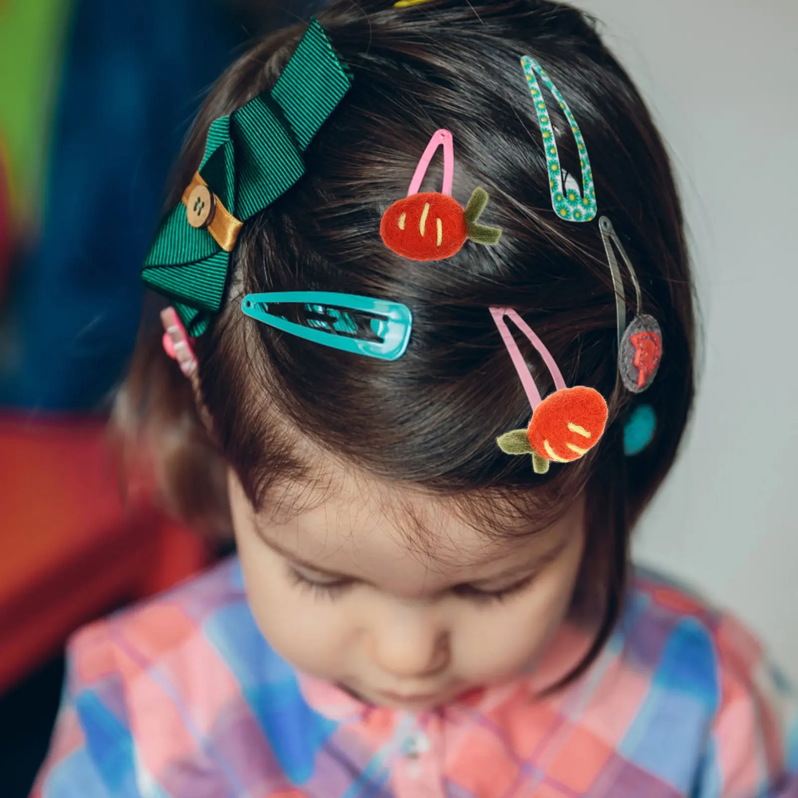 

10pcs Carrot Hair Clip Crafts Accessory Adorable Felt Cartoon Hairpin Manual Kids Pom Ball Diy Craft