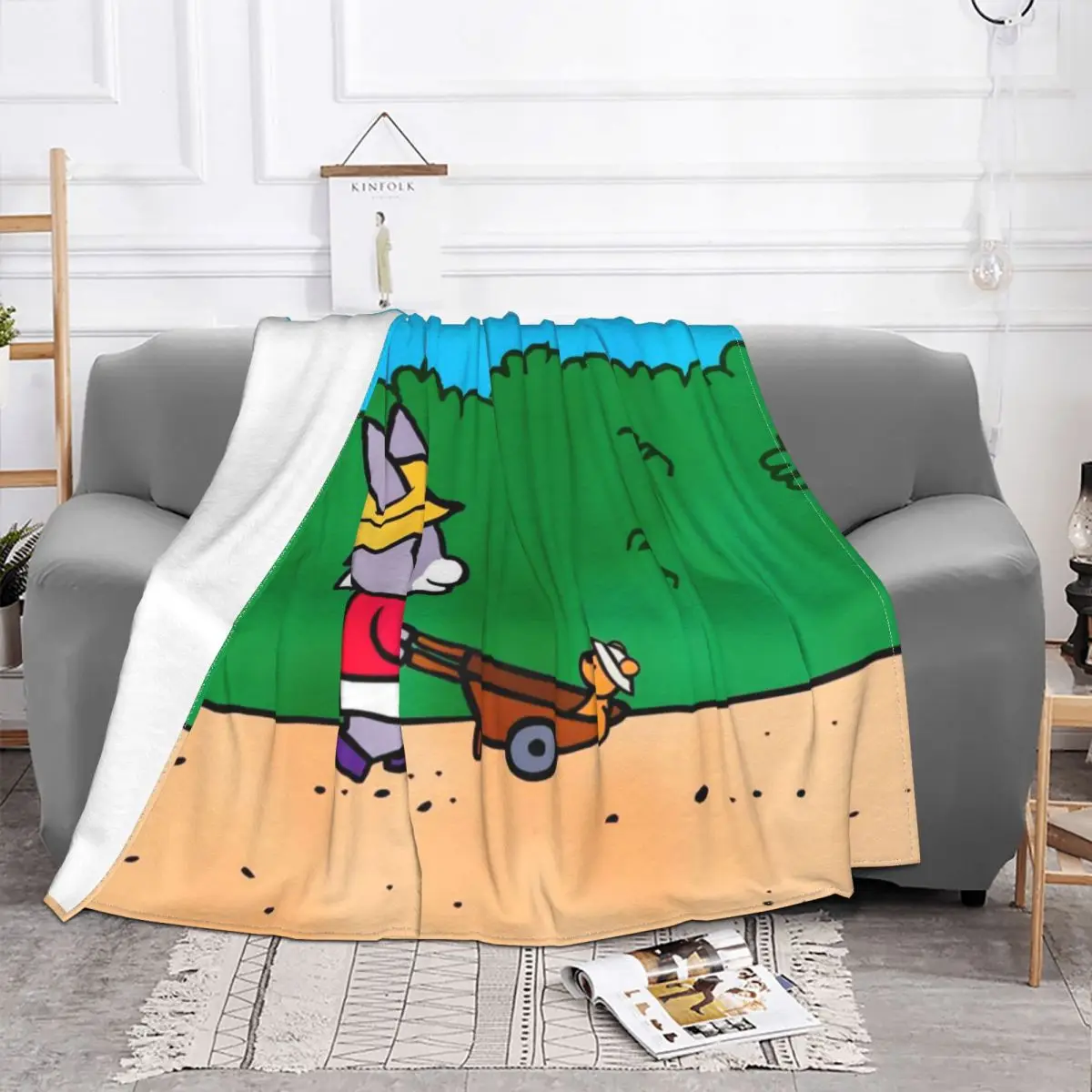 Kawaii Trotro Cartoon Blanket Cover Flannel Super Warm Throw Blanket for Bedroom Sofa Bedspread