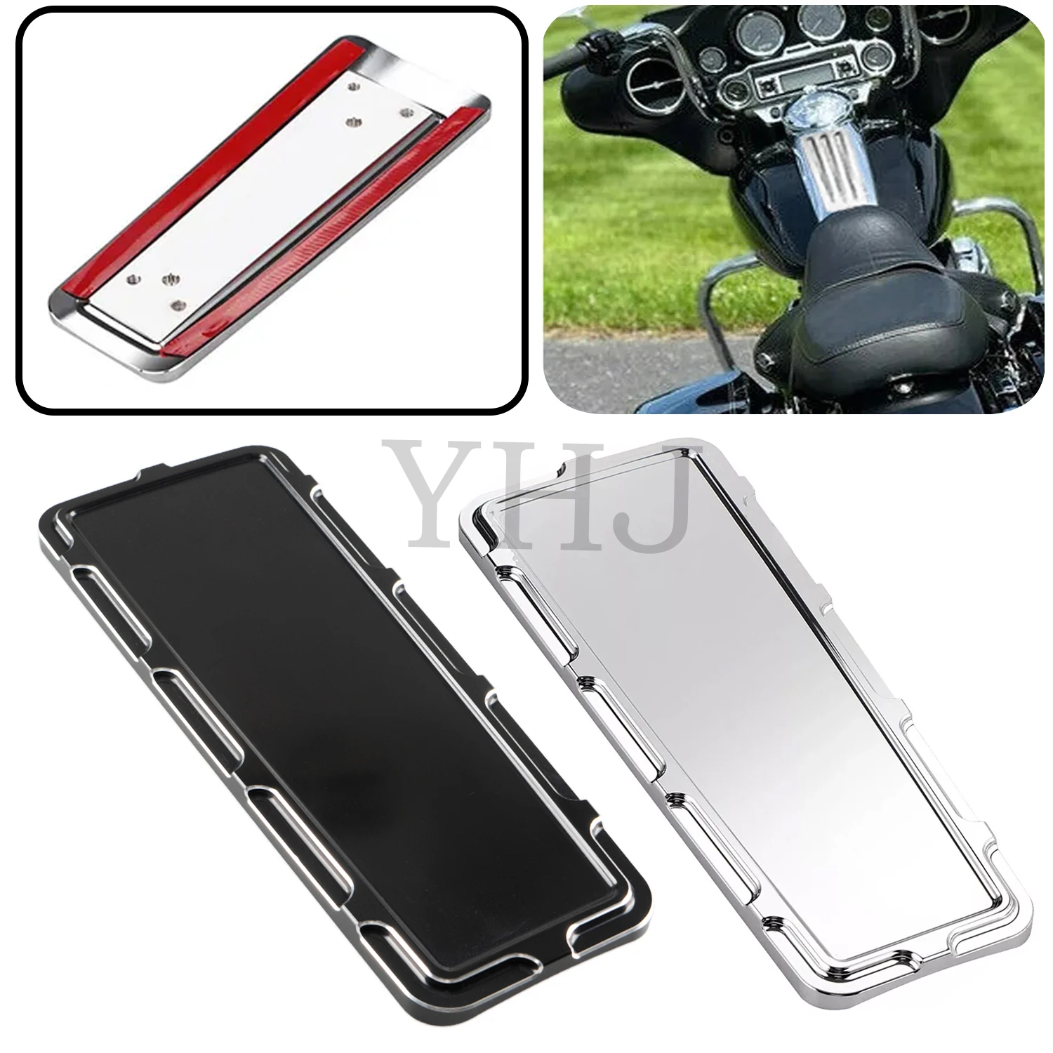 

Крышка вставки топливного бака мотоцикла, черная/хромированная для Harley Electra Glide FLTR FLTRU FLHTC FLHTCU FLHT 2008-Up, алюминий с ЧПУ