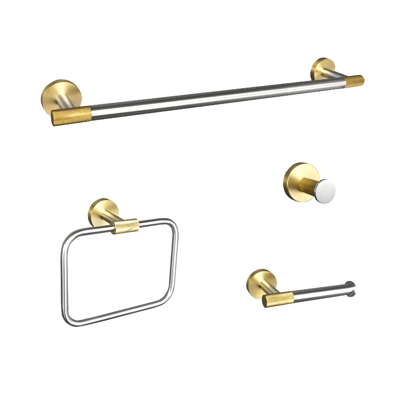 

Gold Brushed Stainless Steel Bathroom Hardware Towel Ring Hanger Toilet Paper Holder Towel Bar Coat Hook Bathroom Accessories
