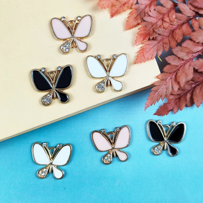 

JeQue 10pcs enamel butterfly charm jewelry accessories earring pendant bracelet necklace charms zinc alloy diy finding 19*21mm