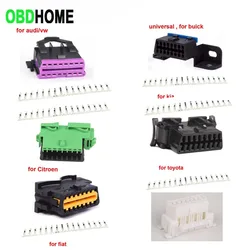 10pcs/lot OBD2 16Pin Female Connector for Citroen/kia/fiat/toyota Car DIY 16 Pin Adapter OBD Female Diagnostic Plug for Audi/VW