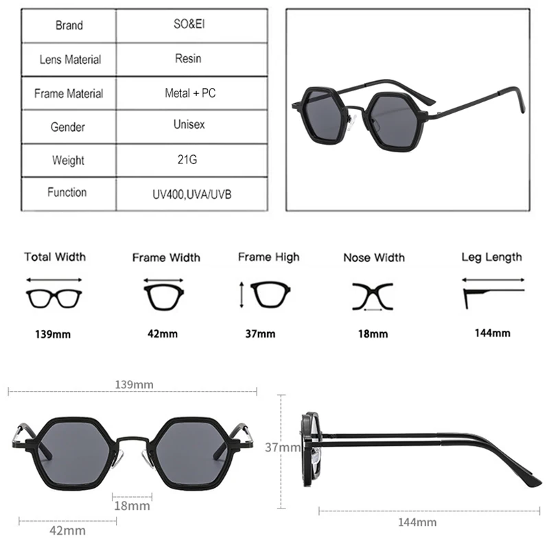 SO&EI Retro wielokątne kwadratowe okulary przeciwsłoneczne damskie moda jasne oceaniczne soczewki gradientowe okulary męskie modne Punk okulary przeciwsłoneczne odcienie UV400 — zdjęcie 6