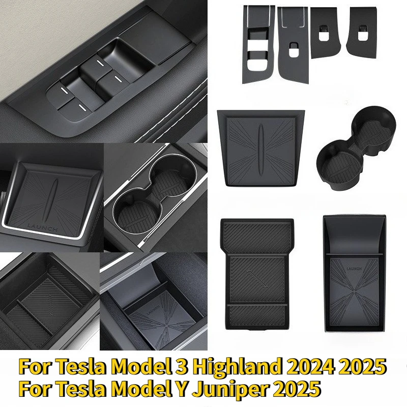 

For Tesla Model Y Juniper 2025 Model 3 Highland Center Console Silicone Mat Cover Sticker Non-Slip Heat Resistant Accessories
