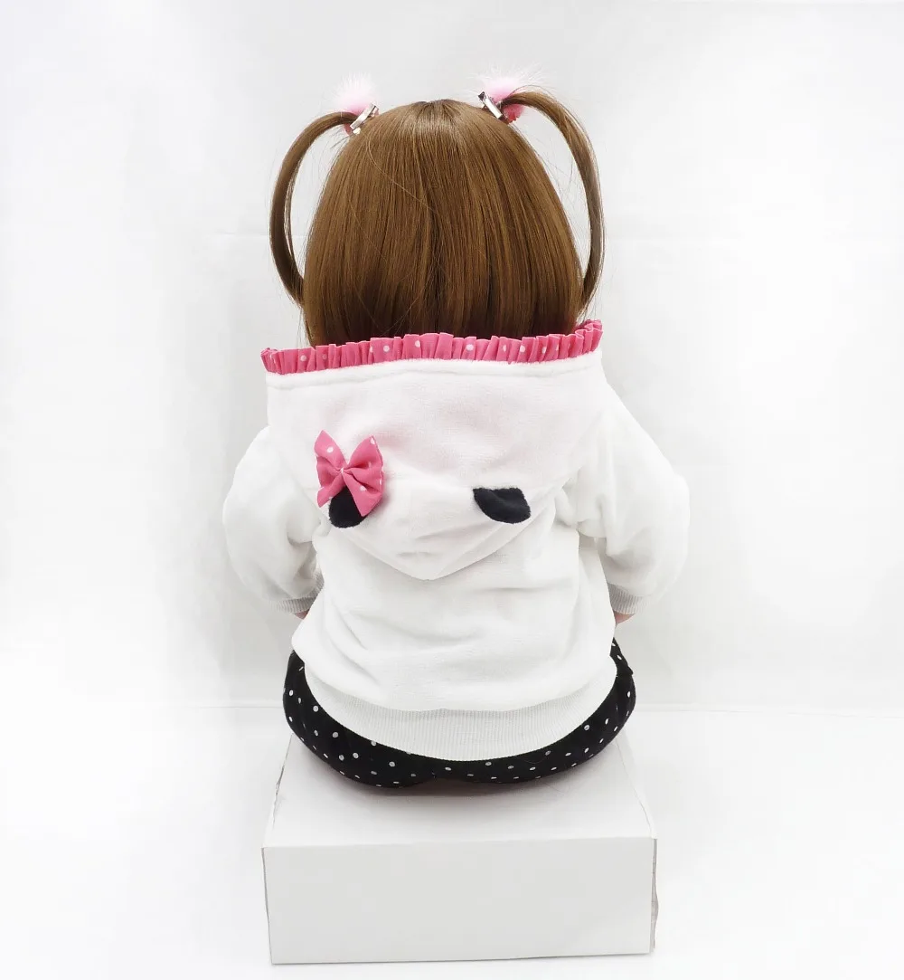 BZDOLL Soft Silicone Reborn Doll Baby 19inch 48cm Lifelike Newborn Babies Panda Toy for Girl Birthday Gift