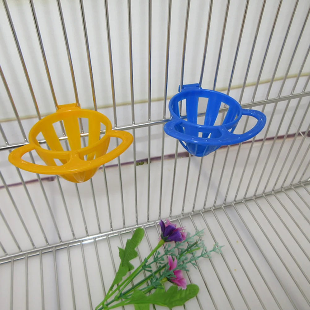 2 Pcs Parrot Fruit Basket Bird Cage Accessory Rabbit Pet Plastic Eating Vegetable Food Basin