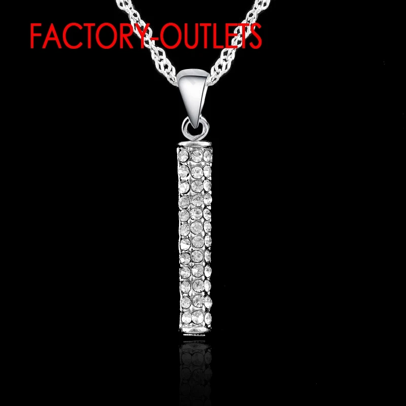 Genuine 925 Sterling Silver Pendant Necklaces Earrings Set Trendy Fashion Jewelry CZ Crystal Female Party Wedding  Wholesale