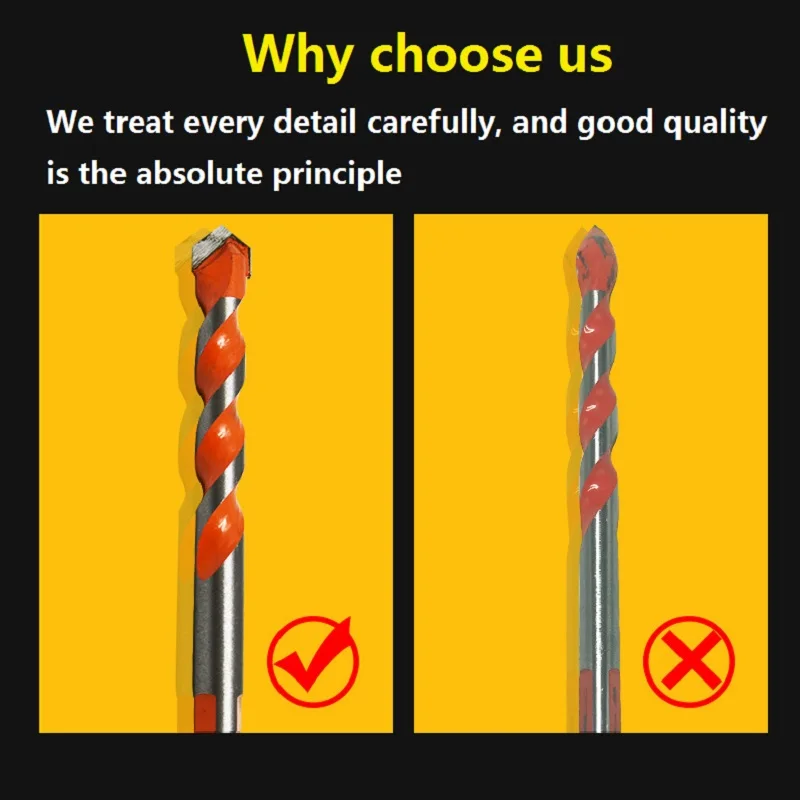 6-12mm Multifunctional Triangle Drill Bit Diamond Set Ceramic Tile Concrete Brick Wood Glass Punching Hole Saw Metal