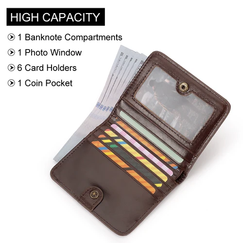 Cartera 100% de cuero genuino para hombre, billeteras plegables con bloqueo RFID y ranuras para tarjetas RFID, monedero fino con cremallera para hombre, Clip para dinero