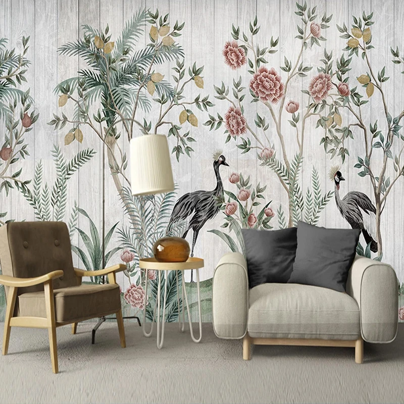 

Custom 3D Wall Mural Wallpaper Pastoral Flowers Birds Photo Wall Papers Study Bedroom Living Room Sofa TV Background Home Decor