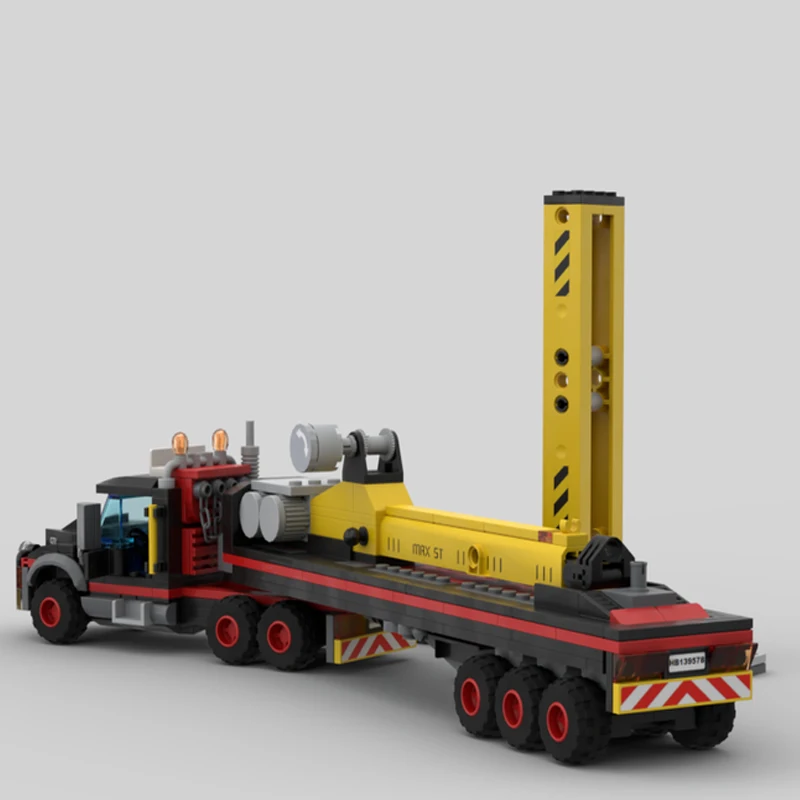 MOC Transportation Series Special Transport Truck & Flatbed Trailer Model DIY Assembling Brick Building Block Boy Toy Kids Gifts