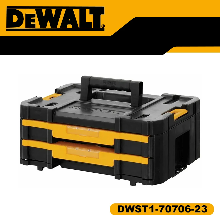 DEWALT DWST1-70706 DeWalt  T-Stak IV Tool Storage Box with 2-Shallow Drawers, Yellow/Black, 7.01 cm*16.77 cm*12.28 cm