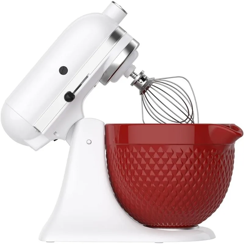 Ceramic Bowl for Mixer,Red Ceramic Bowl Mixer Attachment Fit 4.5-5Q Tilt-Head Stand Mixers Bowl