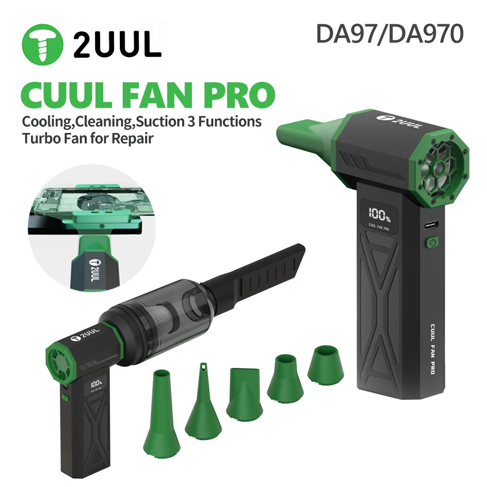 2UUL DA97/DA970 Cuul Fan Pro 3IN1 Fan 130000r/min for Mobile Phone Repair Dust Removal Welding Cooling Welding Oil Drying Tool