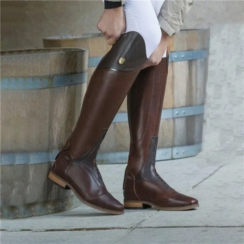 Brown Riding Boots Cowhide Dressage Jumping Boots Equestrian Unisex Reins Custom Riding Equipment Stage Role Playing Costume New