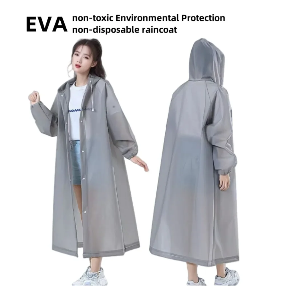 Non Disposable Rain Coat EVA Fashionable Adult Outdoor Hiking Travel Portable Thickened Long One-piece Rain Coat Rain Poncho