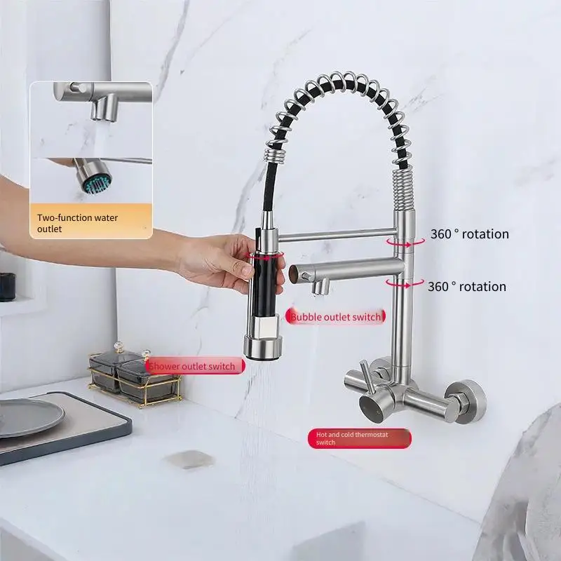 Black Kitchen Faucet Stainless Steel Mixer Tap 360 Degree Rotation Stream Sprayer Nozzle Kitchen Sink Hot Cold Taps