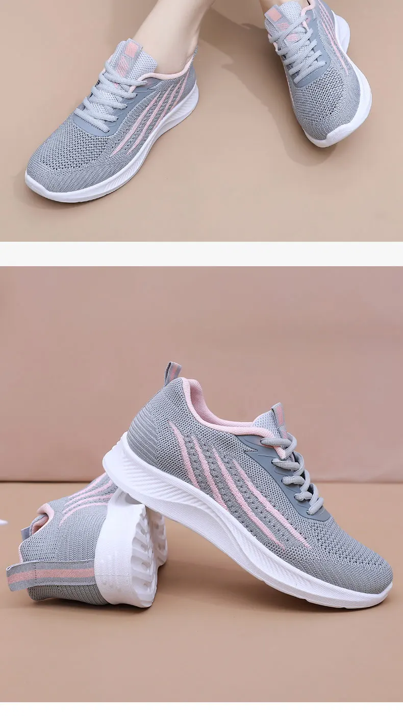 Atmungsaktive Sportschuhe aus Mesh für Damen, leichte und bequeme Sportschuhe mit weicher Sohle, Damen-Schnürschuhe für Freizeitaktivitäten und zum Laufen. – Detail 7