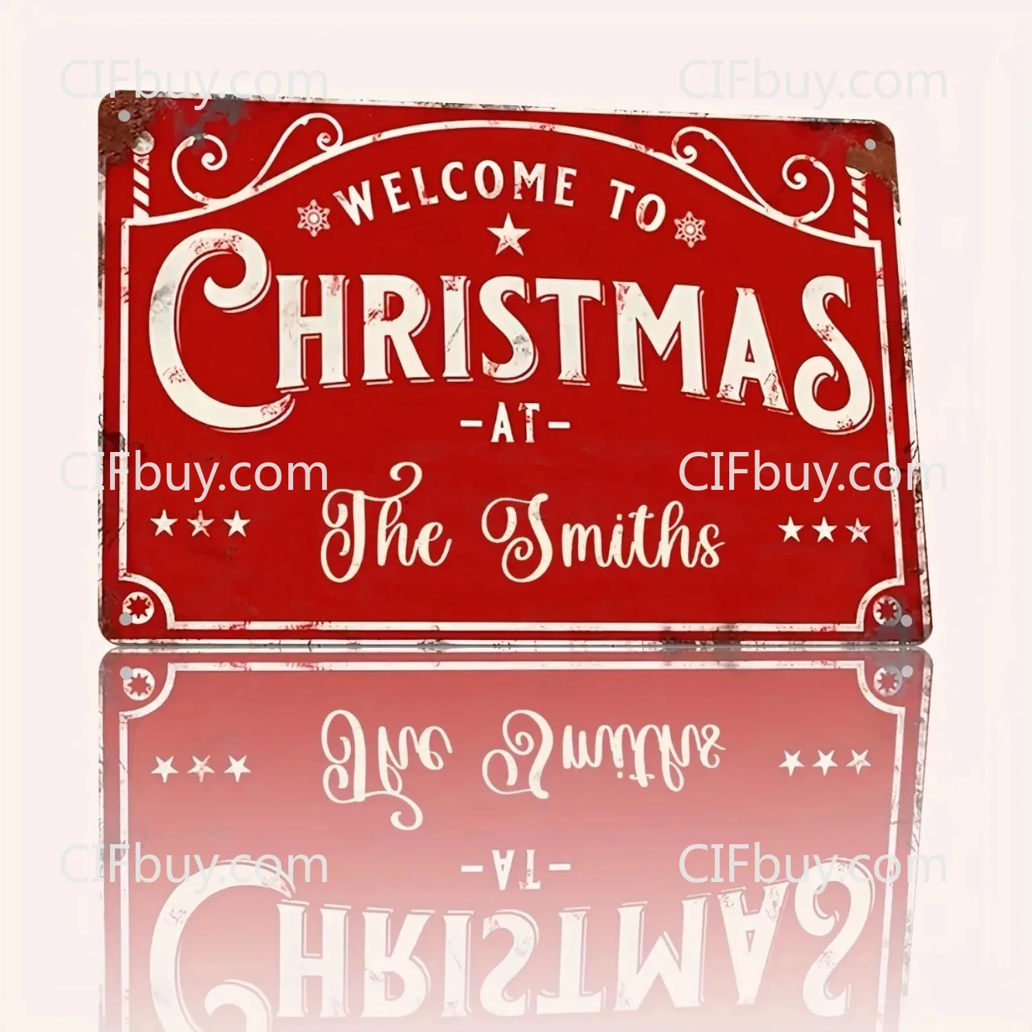 1pc Customizable Christmas Welcome Metal Plaque, Snowflake‑Designed Heavy‑Duty Wall Ornament for Holiday Home Decor (Decor Only)