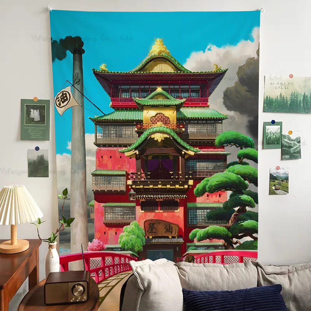 1PC Anime Spirited Away Tapestry Printed Large Wall Tapestry Art Science Fiction Room Home Decor Decor Blanket