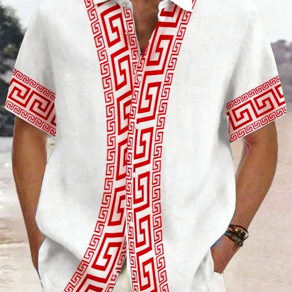 

Men's Short Sleeve Paisley Printed Shirt Classic Retro Street Casual Lapel Button plus Size Comfortable Fashion