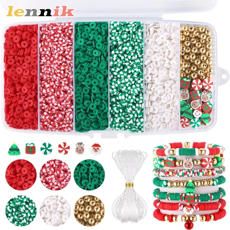 LENNIKColorful série Kit de perles d'argile douce, 4556/5100/6000 pièces de perles d'argile, ensemble de fabrication de bijoux à bricoler soi-même pour Bracelets, colliers et boucles d'oreilles