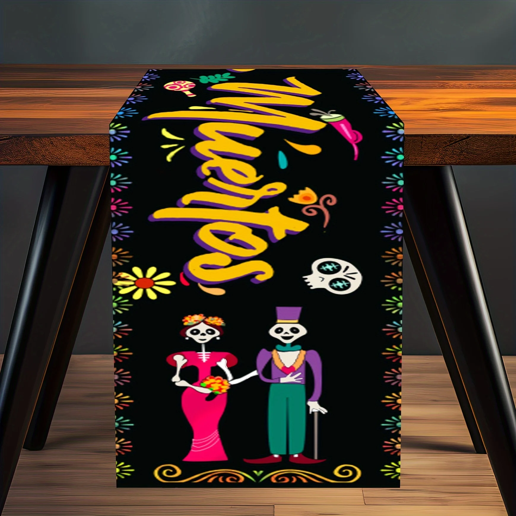 1 Pc Halloween Table Runner Colorful Rectangular Table Runner Suitable for Restaurant Coffee and Side Table Horror Home Decor