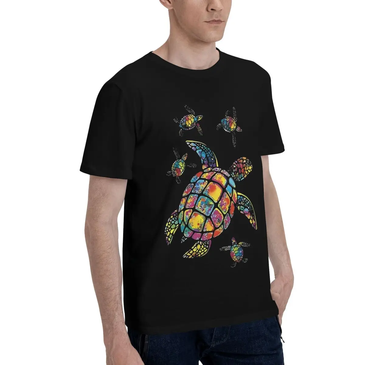 Colorful Turtle Pattern Novelty Motion High grade Kemp Tshirt Activity competition USA Size