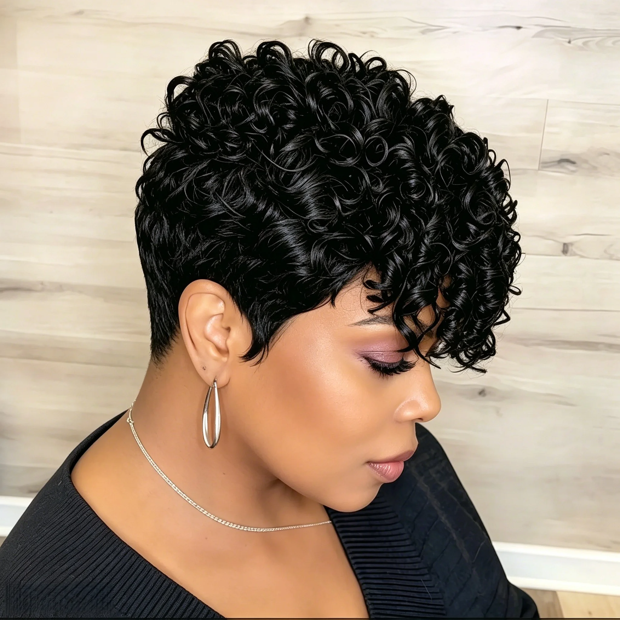 8 Inches Pixie Cut Wigs for Women with Bangs