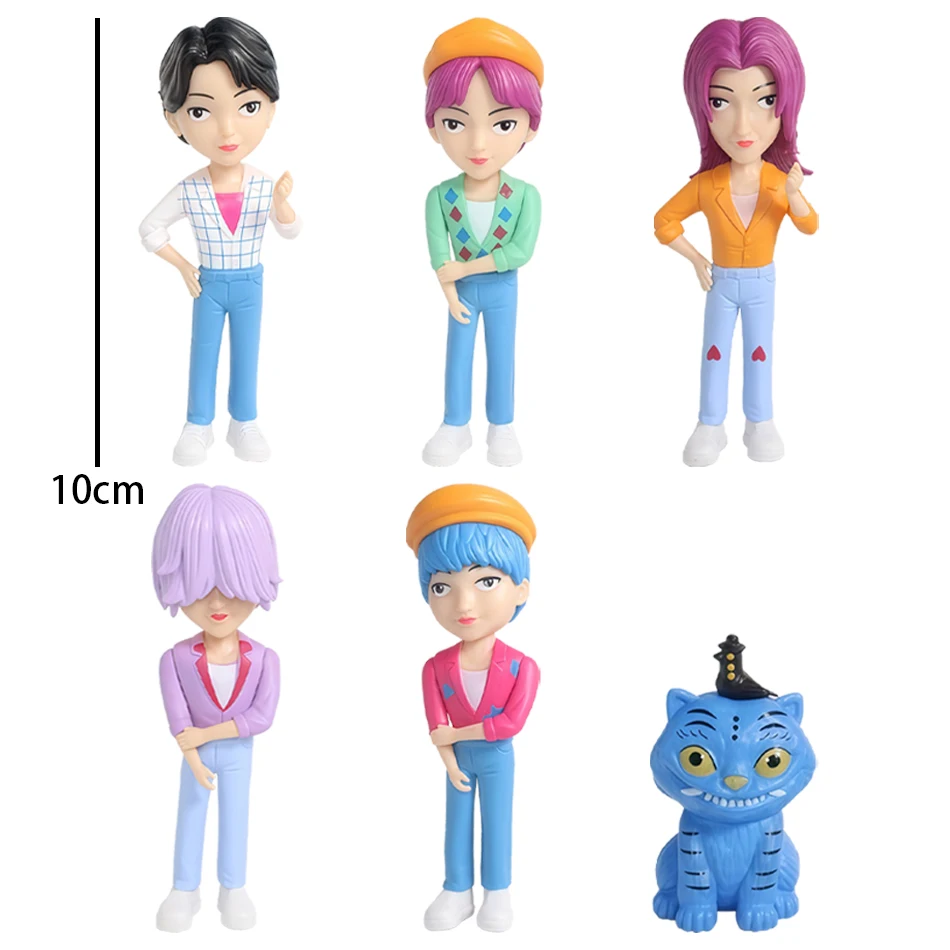 Q Version K-pop Figure 6Pcs/Set In Stock Saja Boys Creative Sculptures Desk Ornaments for Office Decoration Christmas Gift