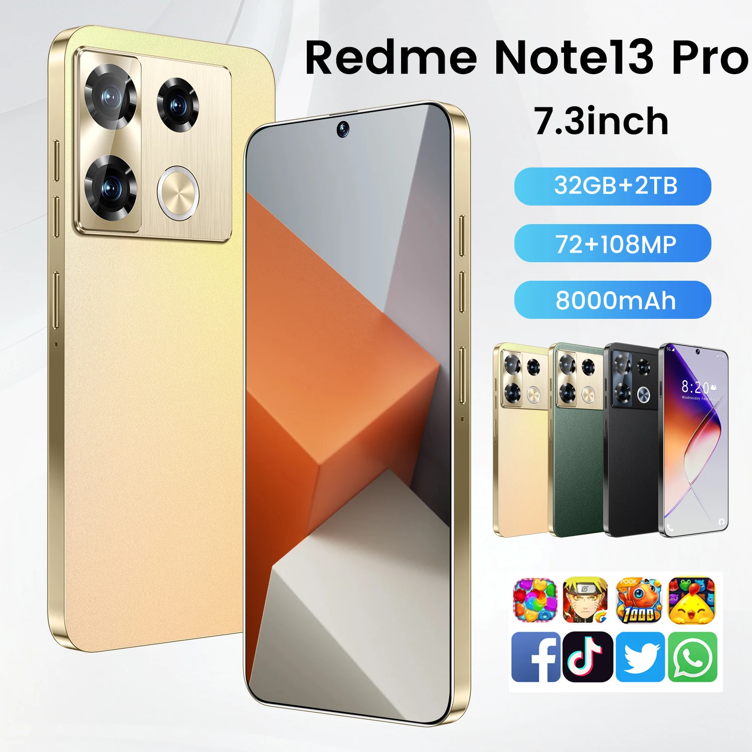 Original Mobile Phones Deals Redme Note 13 Pro Smartphone 7.3 inch Full Screen 4G 5G Cell Phone 8000mAh Brand New Phones Global