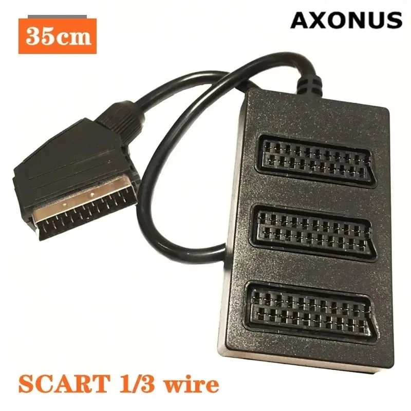 SCART 1/3 Wire 3WAY SCART SPLITTER Cable Audio And Video Cable European Standard 0.35 Meters