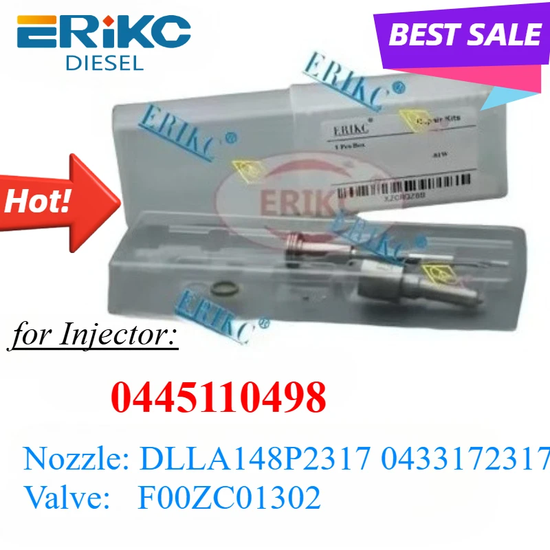 

0445110498 Common Rail Diesel Injector Nozzle DLLA148P2317 0433172317 Valve F00ZC01302 Repair Kit For 0 445 110 498