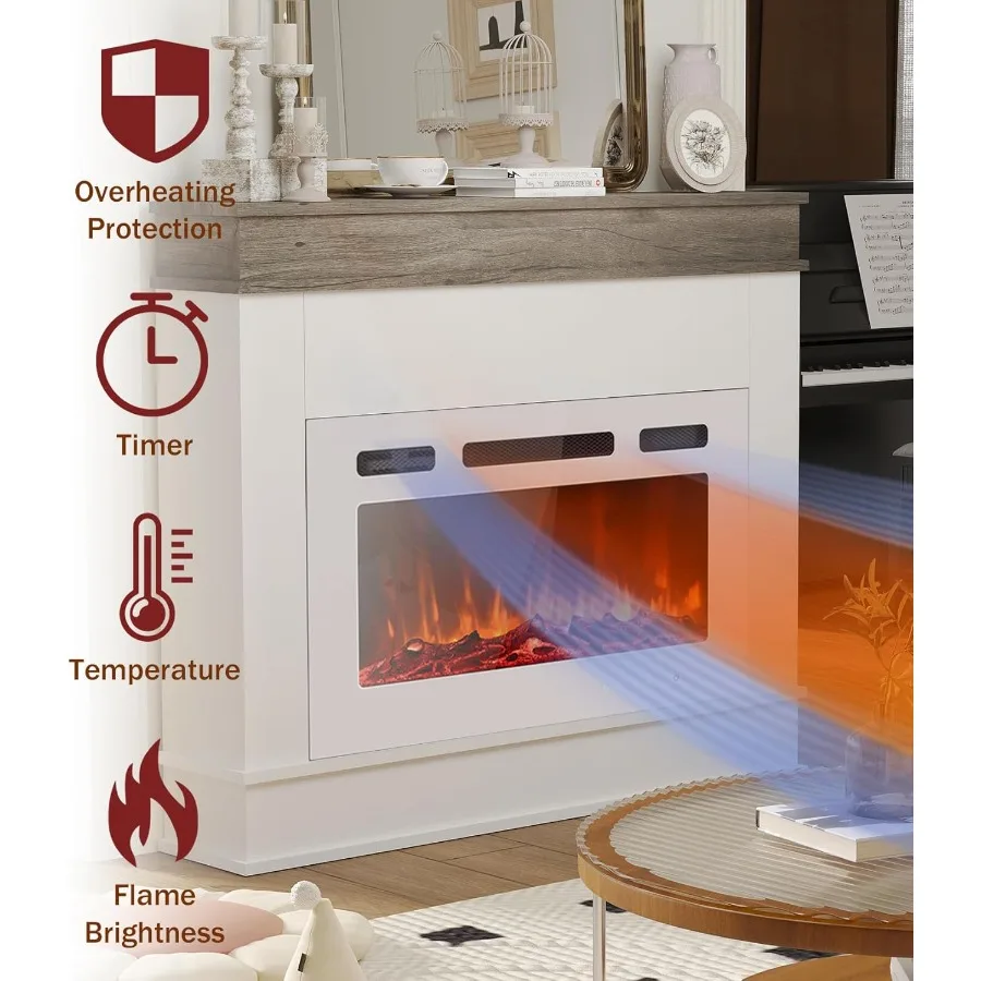 Inserto per caminetto elettrico con 12 colori LED e pietre realistiche per ambiente soggiorno 1500W 750W Heati