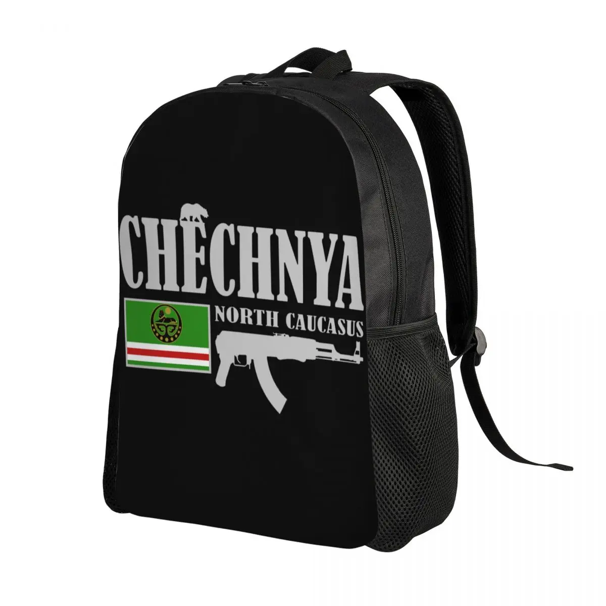 Custom Chechnya Fighter Backpack for Men Women College School Students Bookbag Fits 15 Inch Laptop Chechen Flag Bags