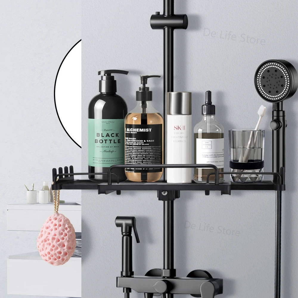 Extendable Shower Shelf Bathroom Shelf Without Drilling Shampoo Tray Shower Storage Holder Bathroom Accessories