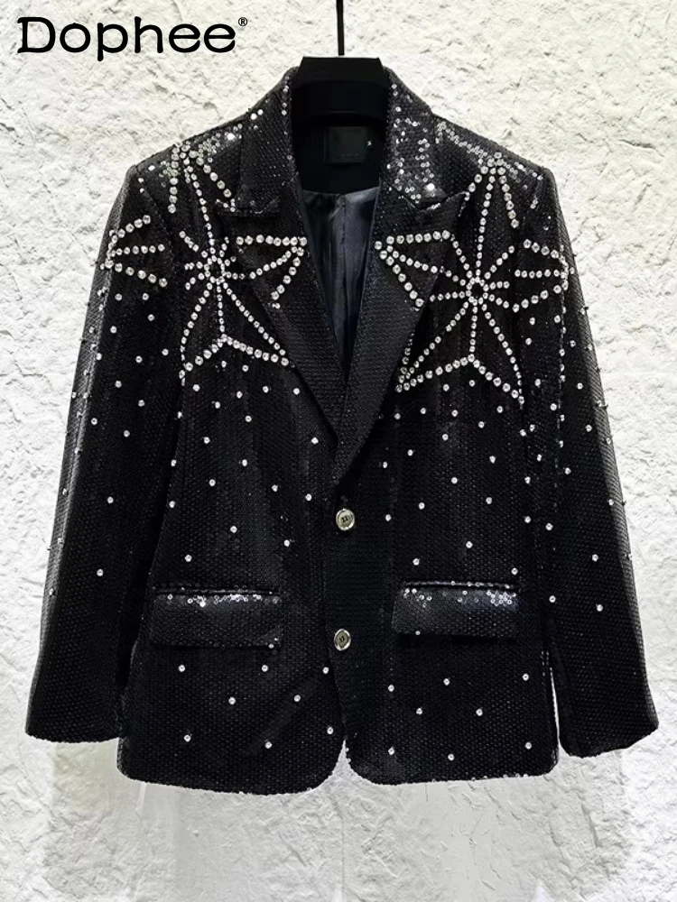 

2026 Men's Spring New Light Luxury High-End Suit Jackets Fashion Embroidery Sequin Design Blazers Diamond-Studded Tailored Coats