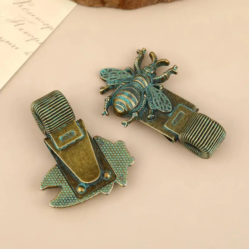 1pc Vintage Insect Metal Pen Clip, Spring Loaded Pen Holder For Notebook Journal Office School Stationery