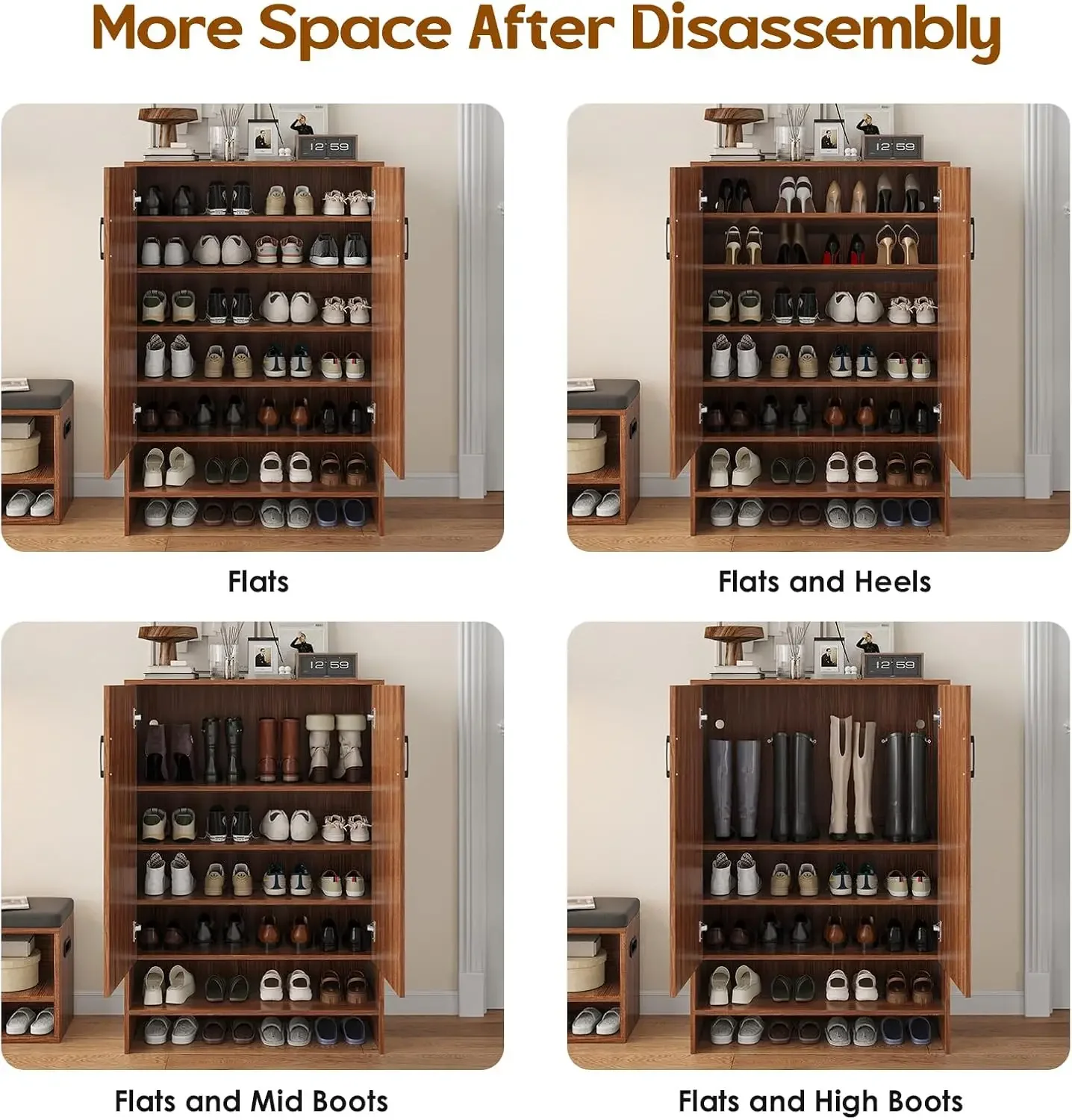 خزانة أحذية بأبواب، 7 طبقات 28 زوجًا من خزانة الأحذية للمدخل، خزائن أحذية ضيقة مخفية مع قابلة للتعديل #6