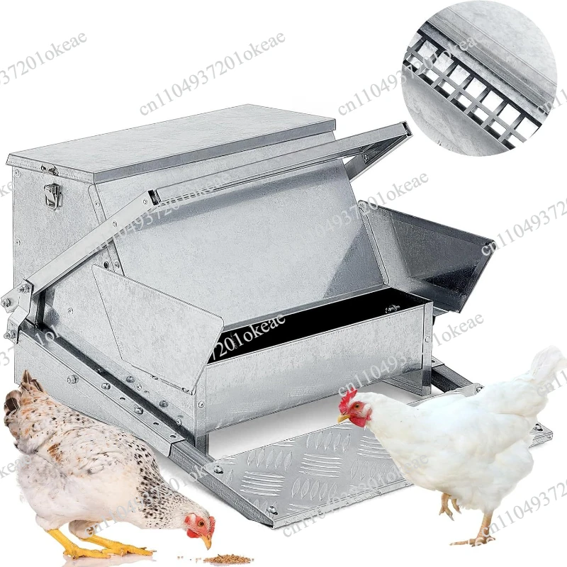 Chicken, duck and goose rat-proof feeding tank, galvanized sheet waterproof and moisture-proof, poultry automatic feeder