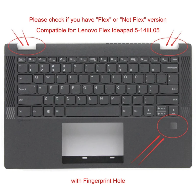 A+New For Lenovo ideapad Flex 5-14IIL05 5-14ITL05 Palmrest w/ Backlit Keyboard