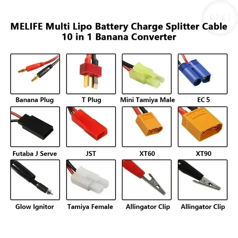10 في 1 كابل رصاص 4.0 مللي متر الموز التوصيل بطارية مهايئ شاحن متعدد للعبة XT60 ، XT90 الساخن إلى JST/T-Plug/XT60/XT90/EC5 #2